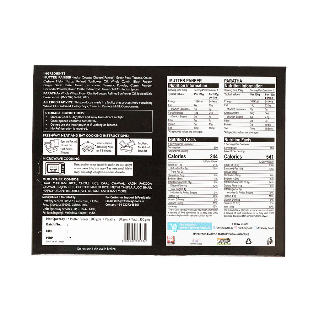 Paratha with Mutter Paneer